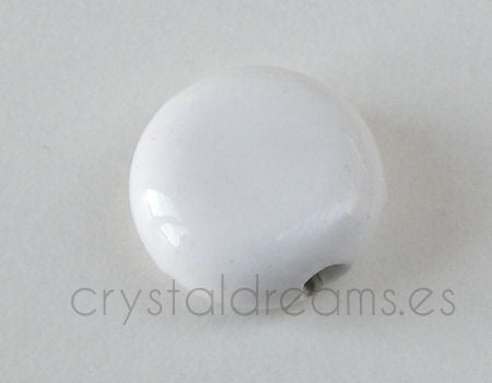 Cuenta de Porcelana Redonda -14x14x7mm  Agujero:3mm - WHITE -  - Crystaldreams Abalorios