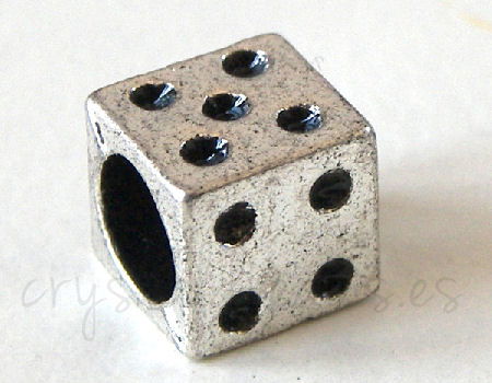 Cuenta de metal - Dice - 7mm - Agujero: 5mm -  - Crystaldreams Abalorios