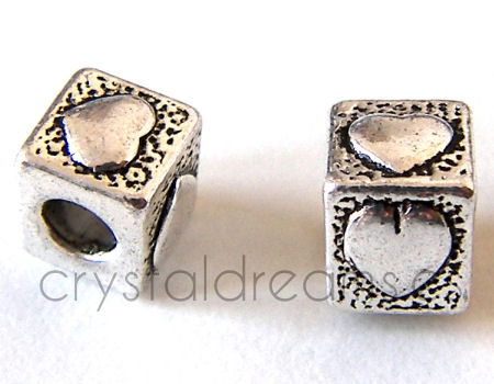 Cuenta de metal - mod. Heart Cube - 8mm - Agujero: 4mm -  - Crystaldreams Abalorios