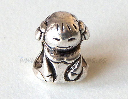 Cuenta de metal - mod. Smiley Girl - 12x9mm- Agujero: 4,5mm -  - Crystaldreams Abalorios