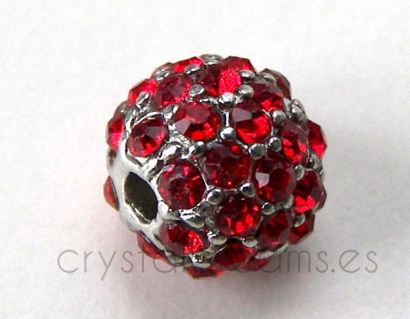 Cuenta metallica con Rhinestone - 11mm - Agujero 2mm -Siam -  - Crystaldreams Abalorios