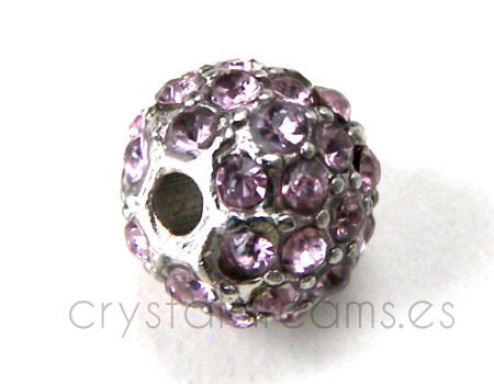 Cuenta metallica con Rhinestone - 11mm - Agujero 2mm - Light Ame -  - Crystaldreams Abalorios