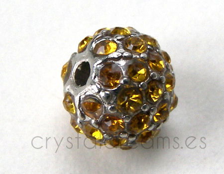 Cuenta metallica con Rhinestone - 11mm - Agujero 2mm - Topaz -  - Crystaldreams Abalorios