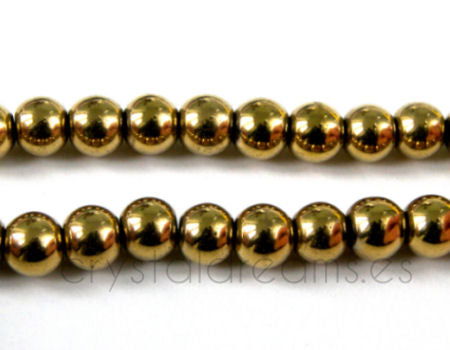 Cuenta redonda hematite golden 4mm - Agujero: 1mm -  - Crystaldreams Abalorios