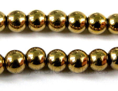 Cuenta redonda hematite golden 8mm - Agujero: 1mm -  - Crystaldreams Abalorios