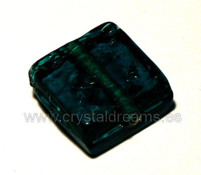 Cuentas Vidrio 12x12mm "Squared" Dark Green  x1 -  - Crystaldreams Abalorios