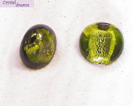 Cuentas Vidrio "Botón" Olivine  x 2 Ud. -  - Crystaldreams Abalorios