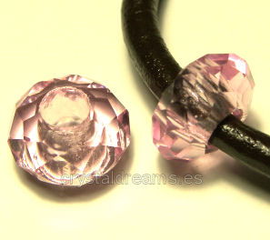 Cuentas Vidrio Facetada Donut "Rose" 14x8mm Agujero: 5mm -  - Crystaldreams Abalorios