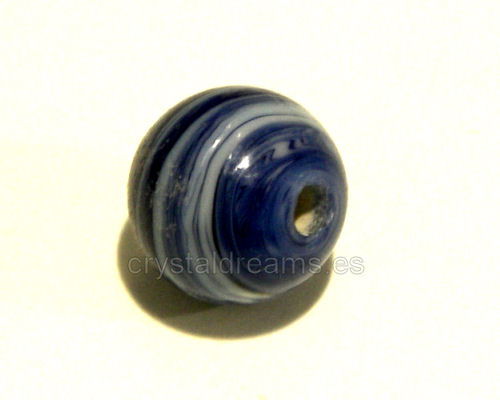 Cuentas Vidrio "Striated Round Blue" 13mm Agujero:1,5mm -  - Crystaldreams Abalorios