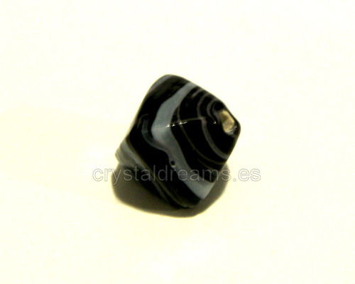 Cuentas Vidrio "Varieg Piramid Black" 12x12mm Agujero:1,5mm -  - Crystaldreams Abalorios