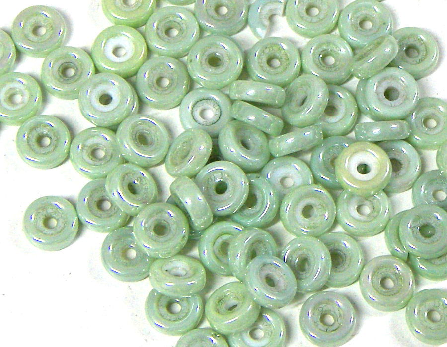 Cuentas Wheel Beads - 6mm - col. Light Green Ceramic Look - 5gr. -  - Crystaldreams Abalorios