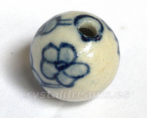 Cuentas de Porcelana Redonda "Painted Flower" 18mm Agujero: 3mm -  - Crystaldreams Abalorios