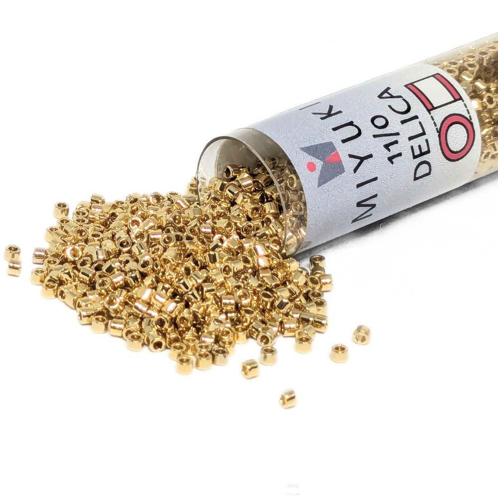 DB0034 Tubo Miyuki Delica 11/0 Light Gold Plated 24 kt 7,2gr - DB0034 Tubo Miyuki Delica 11/0 Light Gold Plated 24 kt 7,2gr - Miyukilandia 