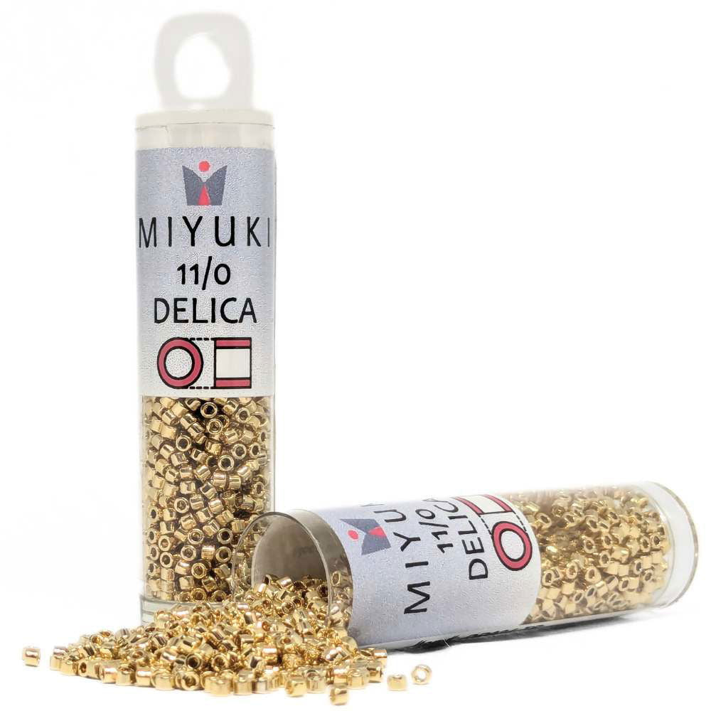 DB0034 Tubo Miyuki Delica 11/0 Light Gold Plated 24 kt 7,2gr - DB0034 Tubo Miyuki Delica 11/0 Light Gold Plated 24 kt 7,2gr - Miyukilandia 