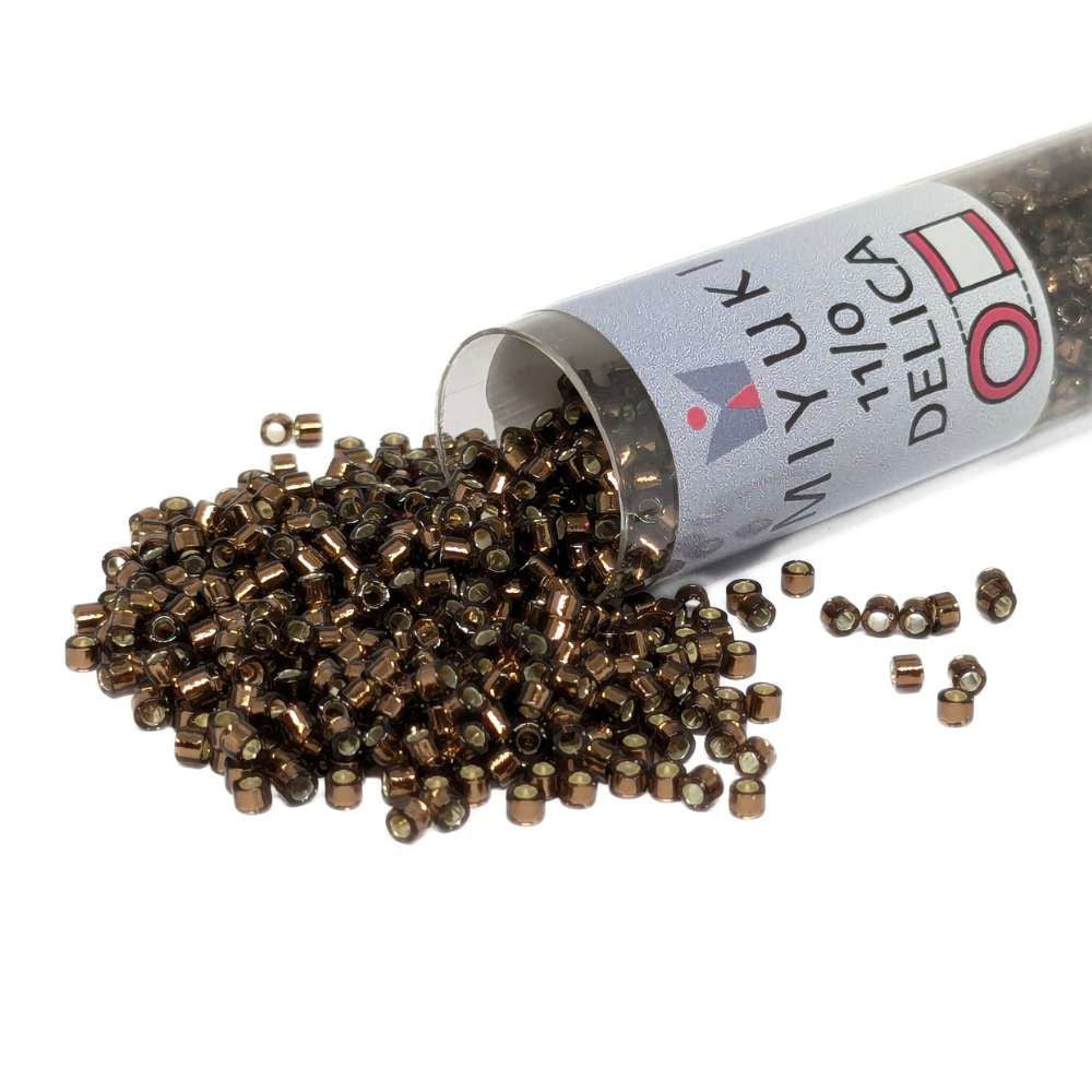 DB0150 Tubo Miyuki Delica 11/0 Silver Lined Brown 7,2gr - DB0150 Tubo Miyuki Delica 11/0 Silver Lined Brown 7,2gr - Miyukilandia 