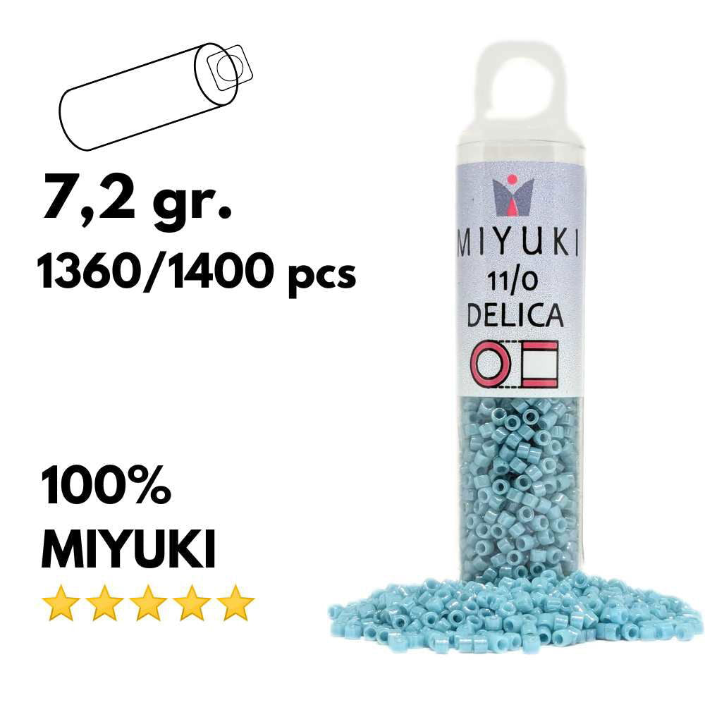 DB0217 Tubo Miyuki Delica 11/0 Opaque Light Aqua Luster 7,2gr - DB0217 Tubo Miyuki Delica 11/0 Opaque Light Aqua Luster 7,2gr - Miyukilandia 