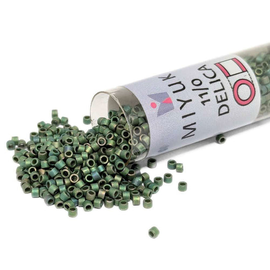 DB0373 Tubo Miyuki Delica 11/0 Matte Metallic Leaf Green 7,2gr - DB0373 Tubo Miyuki Delica 11/0 Matte Metallic Leaf Green 7,2gr - Miyukilandia 