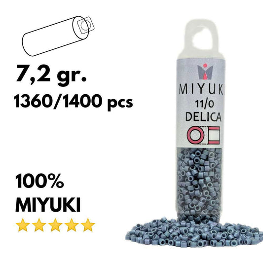 DB0376 Tubo Miyuki Delica 11/0 Matte Metallic Light Grey Blue 7,2gr - DB0376 Tubo Miyuki Delica 11/0 Matte Metallic Light Grey Blue 7,2gr - Miyukilandia 