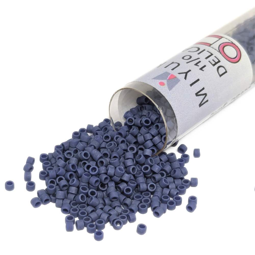 DB0377 Tubo Miyuki Delica 11/0 Matte Metallic Dark Grey Blue 7,2gr -  
