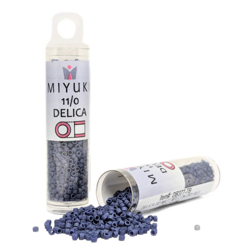 DB0377 Tubo Miyuki Delica 11/0 Matte Metallic Dark Grey Blue 7,2gr -  