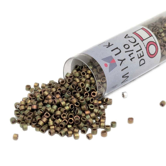 DB0380 Tubo Miyuki Delica 11/0 Matte Metallic Green/Pink 7,2gr - DB0380 Tubo Miyuki Delica 11/0 Matte Metallic Green/Pink 7,2gr - Miyukilandia 