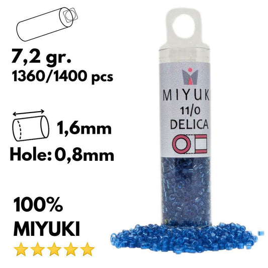 DB0714 Tubo Miyuki Delica 11/0 Transparent Aquamarine 7,2gr - DB0714 Tubo Miyuki Delica 11/0 Transparent Aquamarine 7,2gr - Miyukilandia 