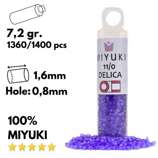 DB0783 Tubo Miyuki Delica 11/0 Dyed Matte Transparent Purple 7,2gr - DB0783 Tubo Miyuki Delica 11/0 Dyed Matte Transparent Purple 7,2gr - Miyukilandia 