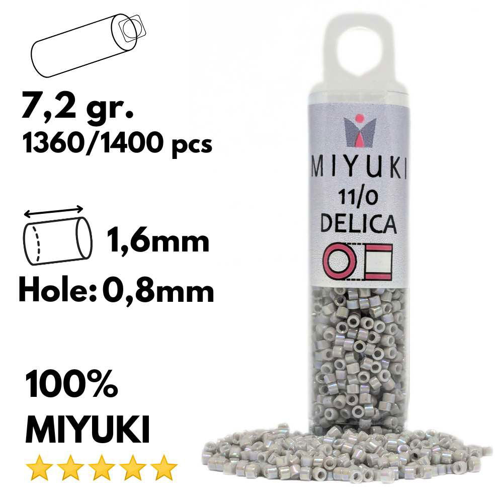 DB1508 Tubo Miyuki Delica 11/0Opaque Opaque Light Smoke AB 7,2gr - DB1508 Tubo Miyuki Delica 11/0Opaque Opaque Light Smoke AB 7,2gr - Miyukilandia 