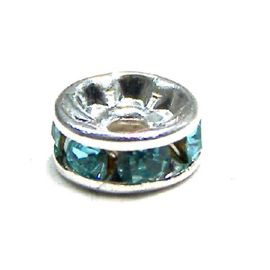 Distanciadores de metal Silver 4mm Aquamarine -  - Crystaldreams Abalorios