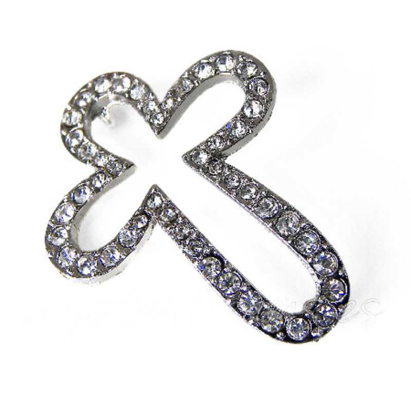 Entrepieza CRUZ Strass 42x32mm Agujero 1,7mm x 1 - PLATINUM -  - Crystaldreams Abalorios