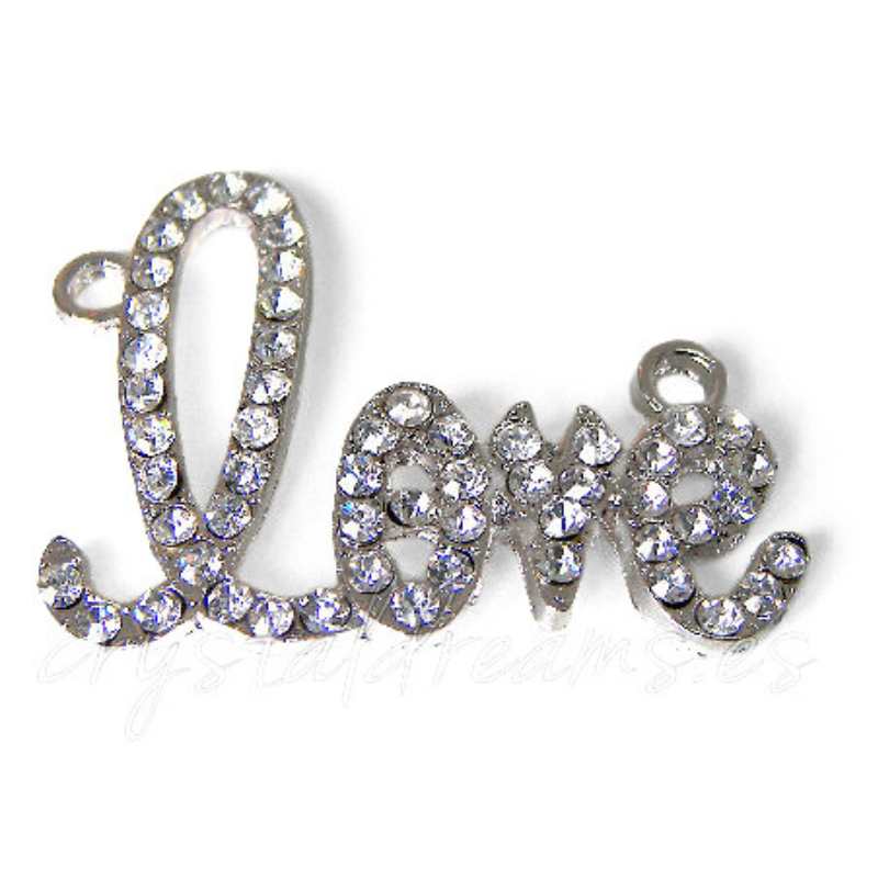 Entrepieza LOVE Strass 40x31mm Agujero 3mm x 1 - PLATINUM -  - Crystaldreams Abalorios