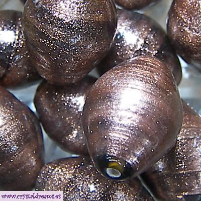 Golden lined Glass Beads 02 33x14mm Agujero:1,5mm -  - Crystaldreams Abalorios