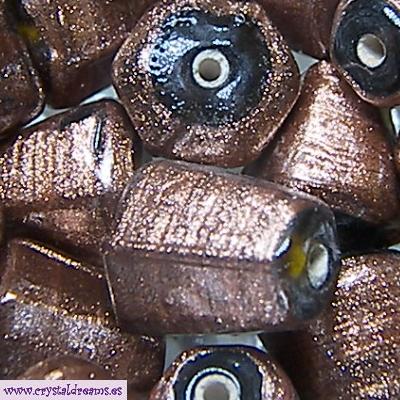 Golden lined Glass Beads 03 19x16mm Agujero:1,5mm -  - Crystaldreams Abalorios