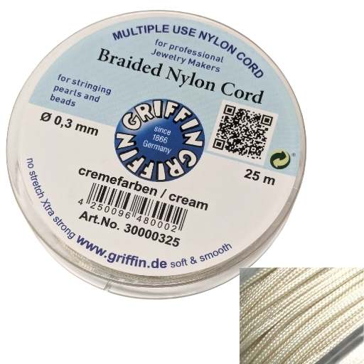 Bobina Hilo Trenzado europeo Griffin - 0,3mm - Cream x 25mts