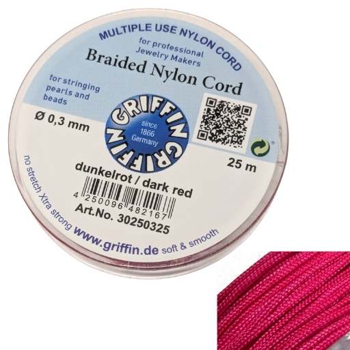 Bobina Hilo Trenzado europeo Griffin - 0,3mm - Dark Red (Fuchsia) x 25mts