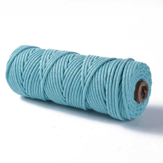 Hilo trenzado de algodón para Macramé 3mm Deep Sky Blue -  - Crystaldreams Abalorios