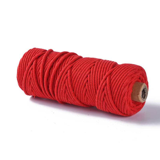 Hilo trenzado de algodón para Macramé 3mm Rojo -  - Crystaldreams Abalorios