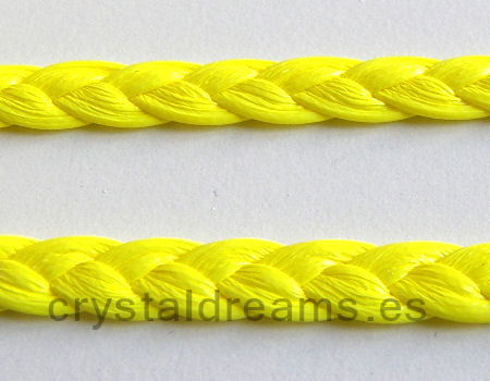 Imitacion Cuero Trenzado - 7x1,5mm - Yellow Fluor x metro -  - Crystaldreams Abalorios