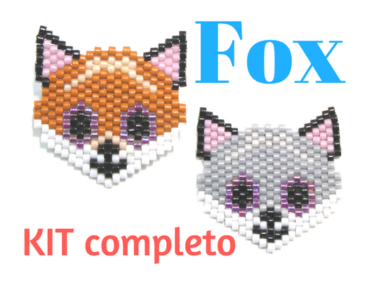 KIT completo 2 Broches Zorros Miyuki Delica tecnica Brick Stitch -  - Crystaldreams Abalorios