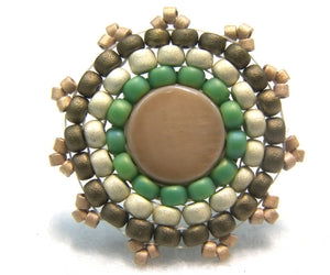 Kit completo Anillo "Sun" - Brick Stitch circular GREEN -  - Crystaldreams Abalorios