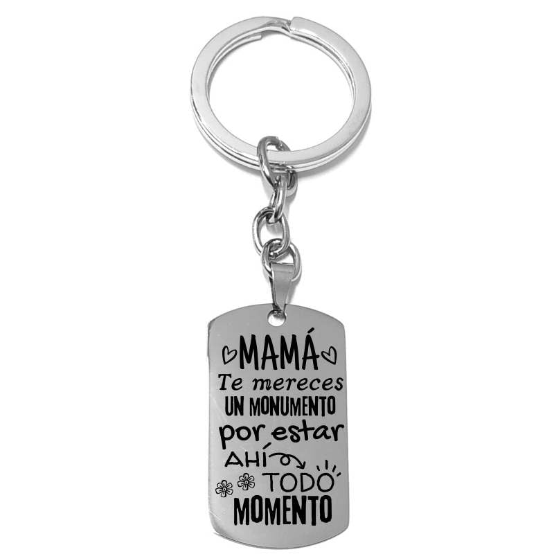 Llavero collar frase "Mamá te mereces un monumento por estar..." -  - Crystaldreams Abalorios