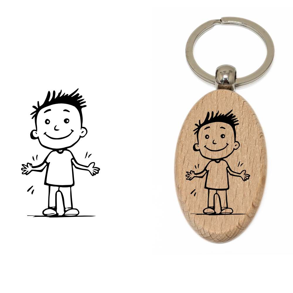 llavero personalizado oval en madera