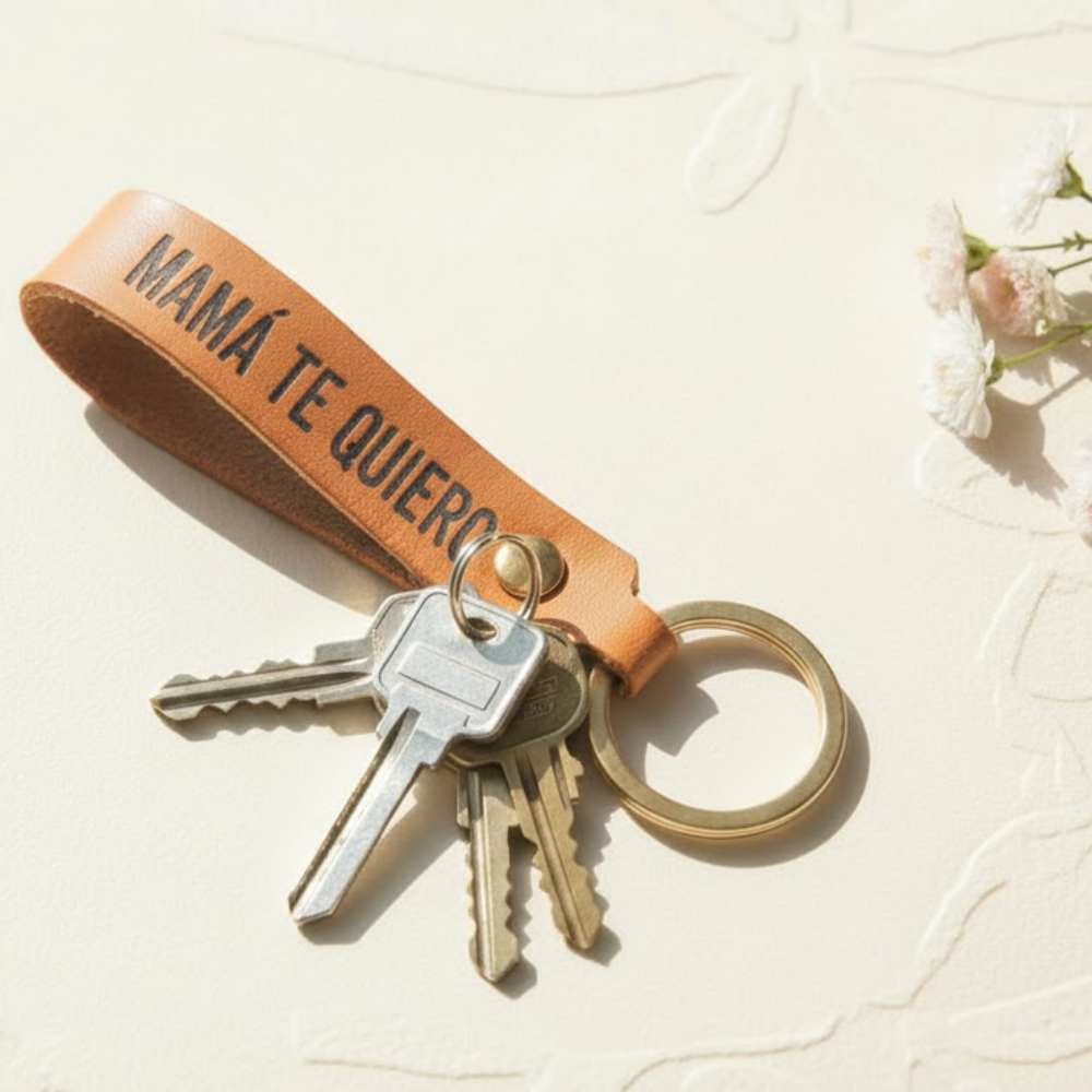 llavero personalizable en simil cuero