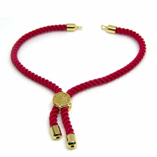 Pulsera de cuerdas de nylon, cierre ajustable. Fuchsia-Golden