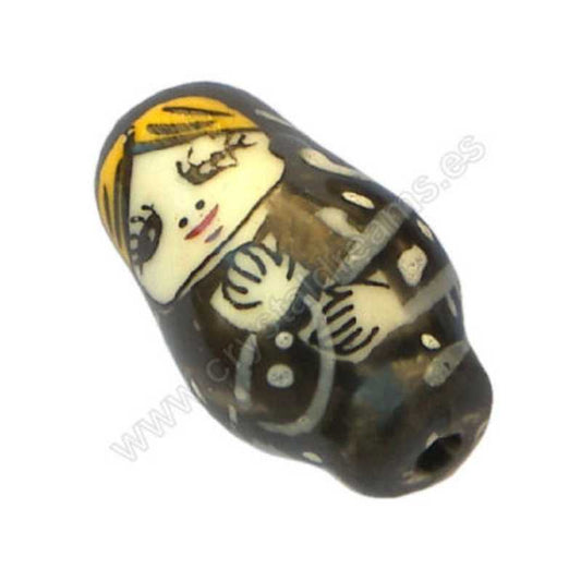 Matrioska Porcelana "Black" 20x11mm Agujero: 2mm -  - Crystaldreams Abalorios