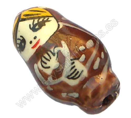 Matrioska Porcelana "Brown" 25x15mm Agujero: 2mm -  - Crystaldreams Abalorios