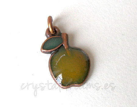 Metal pendant Agujero:2mm Green Apple 15x10mm - Cobre -  - Crystaldreams Abalorios