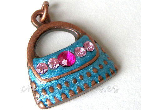 Metal pendant Hole:2mm Blue handbag 20x19mm - Cobre -  - Crystaldreams Abalorios