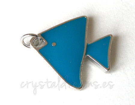 Metal pendant Hole:2mm Fish 17x18mm - Platinum -  - Crystaldreams Abalorios