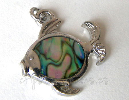 Metal pendant Hole:2mm Fish 24x22mm - Platinum -  - Crystaldreams Abalorios